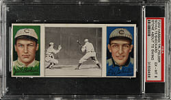 1912 T202 Hassan Triple Folder "Stone About To Swing" Schulte/Sheckard PSA EX-MT 6