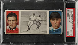 1912 T202 Hassan Triple Folder "Easy For Larry" Doyle/Merkle PSA EX-MT 6