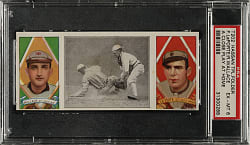 1912 T202 Hassan Triple Folder "A Close Play At Home" Bobby Wallace/LaPorte PSA EX-MT 6