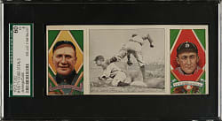 1912 T202 Hassan Triple Folder "Ty Cobb Steals Third" Ty Cobb/Hughie Jennings SGC EX 60
