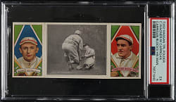 1912 T202 Hassan Triple Folder "Carrigan Blocks His Man" Carrigan/Wagner PSA EX 5