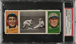 1912 T202 Hassan Triple Folder "Speaker Almost Caught" Fred Clarke/Miller PSA VG-EX 4