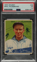 1934 R320 Goudey #38 Oral Hildebrand PSA FAIR 1.5