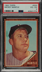 1962 Topps #200 Mickey Mantle PSA VG-EX 4