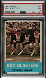 1963 Topps #18 Buc Blasters with Roberto Clemente PSA NM 7