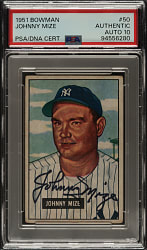 Signed 1951 Bowman #50 Johnny Mize PSA/DNA GEM MINT 10