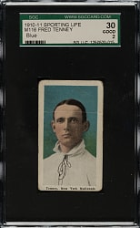 1910-1911 M116 Sporting Life Fred Tenney Blue Background SGC GOOD 30