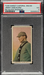 1909-1911 T206 White Border Jimmy Sheckard No Glove Showing PSA VG 3