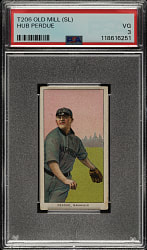 1909-1911 T206 White Border Hub Perdue Southern Leaguer PSA VG 3 - Old Mill Back