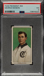 1909-1911 T206 White Border George Manion Southern Leaguer PSA VG 3