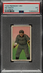 1909-1911 T206 White Border Sid Smith Southern Leaguer PSA VG 3