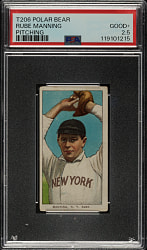 1909-1911 T206 White Border Rube Manning Pitching PSA GOOD+ 2.5 - Polar Bear Back