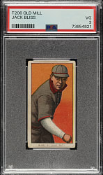 1909-1911 T206 White Border Jack Bliss PSA VG 3 - Old Mill Back
