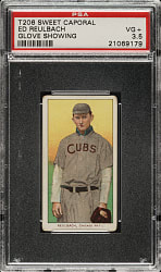 1909-1911 T206 White Border Ed Reulbach Glove Showing PSA VG+ 3.5