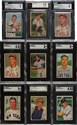 1952 Bowman SGC-, BVG- and CGC-Graded Collection (9) Including Phil Rizzuto