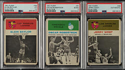 1961-1962 Fleer Basketball PSA-Graded Trio: Oscar Robertson, Elgin Baylor and Jerry West