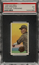 1909-1911 T206 White Border Jake Pfeister Throwing PSA EX 5 - Old Mill Back
