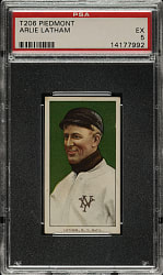 1909-1911 T206 White Border Arlie Latham PSA EX 5