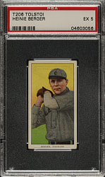 1909-1911 T206 White Border Heinie Berger PSA EX 5 - Tolstoi Back