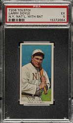1909-1911 T206 White Border Larry Doyle with Bat PSA EX 5 - Tolstoi Back
