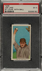 1909-1911 T206 White Border Joe Lake St. Louis Ball In Hand PSA EX 5 - Old Mill Back