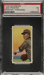 1909-1911 T206 White Border Jake Pfeister Throwing PSA EX 5 - Sovereign 350 Back