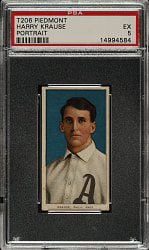 1909-1911 T206 White Border Harry Krause Portrait PSA EX 5