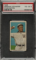 1909-1911 T206 White Border Germany Schaefer Washington PSA VG-EX 4 - Tolstoi Back