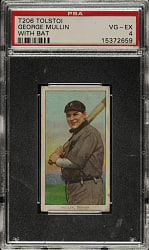 1909-1911 T206 White Border George Mullin with Bat PSA VG-EX 4 - Tolstoi Back