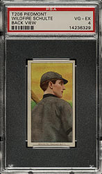 1909-1911 T206 White Border Wildfire Schulte Back View PSA VG-EX 4