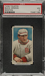 1909-1911 T206 White Border Buck Herzog Boston PSA VG 3 - Tolstoi Back