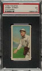 1909-1911 T206 White Border Gabby Street Catching PSA VG 3 - Tolstoi Back