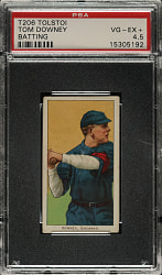 1909-1911 T206 White Border Tom Downey Batting PSA VG-EX+ 4.5 - Tolstoi Back