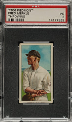 1909-1911 T206 White Border Fred Merkle Throwing PSA VG 3