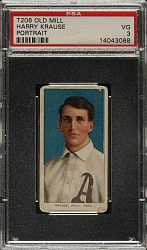 1909-1911 T206 White Border Harry Krause Portrait PSA VG 3 - Old Mill Back
