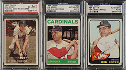 Signed 1957 to 1965 Topps Ken Boyer Trio - PSA/DNA