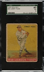 1933 R319 Goudey #29 Jimmy Foxx SGC VG 40