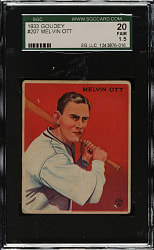 1933 R319 Goudey #207 Mel Ott SGC FAIR 20