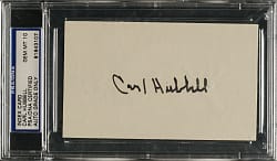 Carl Hubbell Signed Index Card PSA/DNA GEM MINT 10