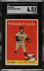 1958 Topps #343 Orlando Cepeda Rookie SGC EX/NM+ 6.5