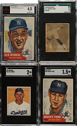 1948 to 1953 Topps and Bowman Hall of Fame and Star SGC- and BVG-Graded Collection (4) Including Gil Hodges and Whitey Ford