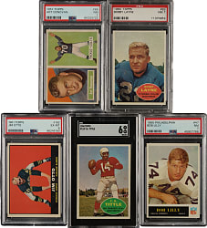 1957 to 1965 Topps and Philadelphia Football Hall of Fame PSA- and SGC-Graded Collection (5)
