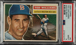 Lot # 5: 1956 Topps #5 Ted Williams White Back PSA MINT 9