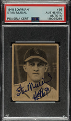 Signed 1948 Bowman #36 Stan Musial Rookie PSA/DNA GEM MINT 10