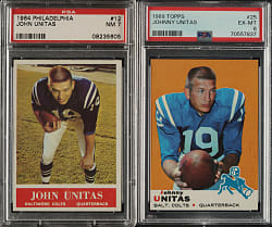 1964 and 1969 Topps and Philadelphia Football Johnny Unitas PSA-Graded Pair