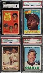 1958 to 1975 Topps Hall of Fame and Star PSA-, BVG-, and SGC-Graded Collection (16) Including Hank Aaron, Mickey Mantle, and Willie Mays