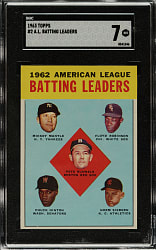 1963 Topps #2 A.L. Batting Leaders with Mickey Mantle SGC NM 7
