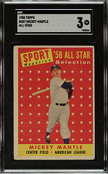 1958 Topps #487 Mickey Mantle All-Star SGC VG 3