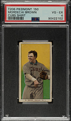 1909-1911 T206 White Border Mordecai Brown Cubs on Shirt PSA VG-EX 4