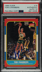Signed 1986-1987 Fleer Basketball #15 Tom Chambers Rookie PSA/DNA GEM MINT 10